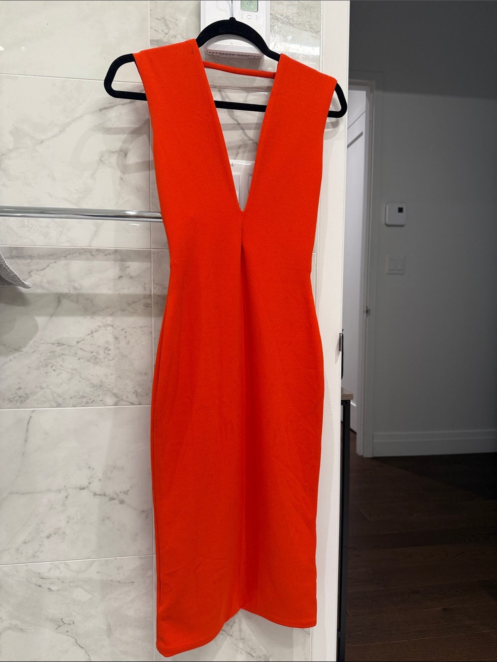 Solace London Striking Red Sleeveless V-Neck Midi Dress